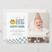 ONE Happy Dude Birthday Party Photo Invitation 招待状 (正面)