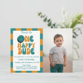 One Happy Dude Boy 1st Birthday写真 招待状 (スタンド正面)