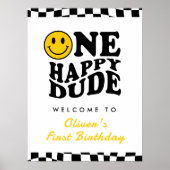 One Happy Dude Boy 1st Birthday Wavy Welcome ポスター (正面)