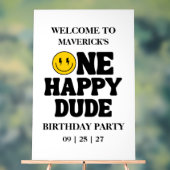 One Happy Dude Boy's Retro 1st Birthday アクリルサイン (ニュートラル)