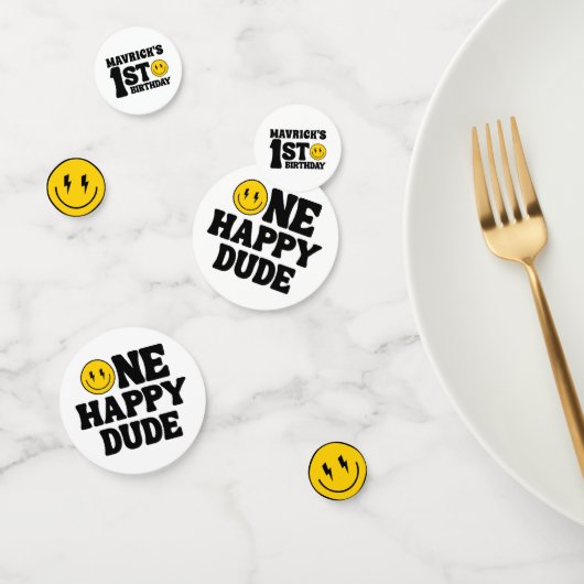 One Happy Dude Boy's Retro 1st Birthday コンフェッティ (グループ)