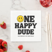 One Happy Dude Boy's Retro 1st Birthday  スタンダードランチョンナプキン (インサイチュ)