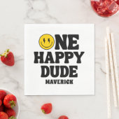 One Happy Dude Boy's Retro 1st Birthday  スタンダードランチョンナプキン (インサイチュ)