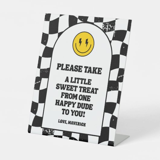 One Happy Dude Boy's Retro 1st Birthday  台座サイン (正面)