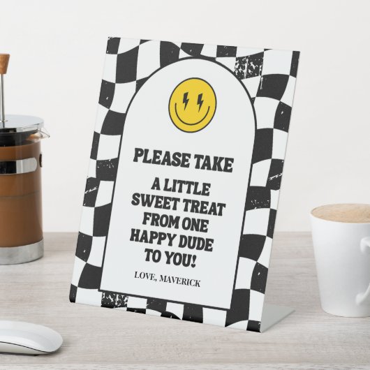 One Happy Dude Boy's Retro 1st Birthday  台座サイン (インサイチュ)