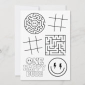 One Happy Dude Boy's Retro 1st Birthday  招待状 (裏面)