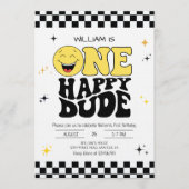 One Happy Dude - Fun 1st Birthday Boy Party 招待状 (正面)