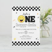 One Happy Dude - Fun 1st Birthday Boy Party 招待状 (スタンド正面)