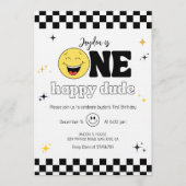 One Happy Dude - Fun 1st Birthday Boy Party 招待状 (正面)
