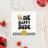 One Happy Dude Happy顔Boy Photo 1st Birthday スタンダードカクテルナプキン (インサイチュ)