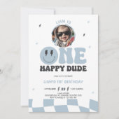 ONE HAPPY DUDE INVITATION, 1ST BIRTHDAY INVITATION 招待状 (正面)