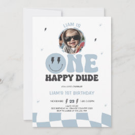 ONE HAPPY DUDE INVITATION, 1ST BIRTHDAY INVITATION 招待状