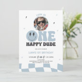 ONE HAPPY DUDE INVITATION, 1ST BIRTHDAY INVITATION 招待状 (スタンド正面)
