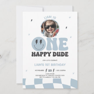 ONE HAPPY DUDE INVITATION, 1ST BIRTHDAY INVITATION 招待状