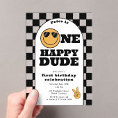 One Happy Dude Invite 1st First Birthday Cute Boy アクリル招待状 (インサイチュ (ポータブル))