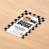 One Happy Dude Invite 1st First Birthday Cute Boy アクリル招待状 (レイダウン)