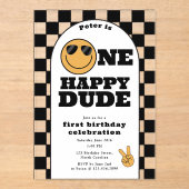 One Happy Dude Invite 1st First Birthday Cute Boy アクリル招待状 (正面)