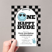 One Happy Dude Invite 1st First Birthday Cute Boy アクリル招待状 (インサイチュ (ポータブル))