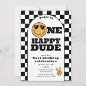 One Happy Dude Invite 1st First Birthday Cute Boy 招待状 (正面)