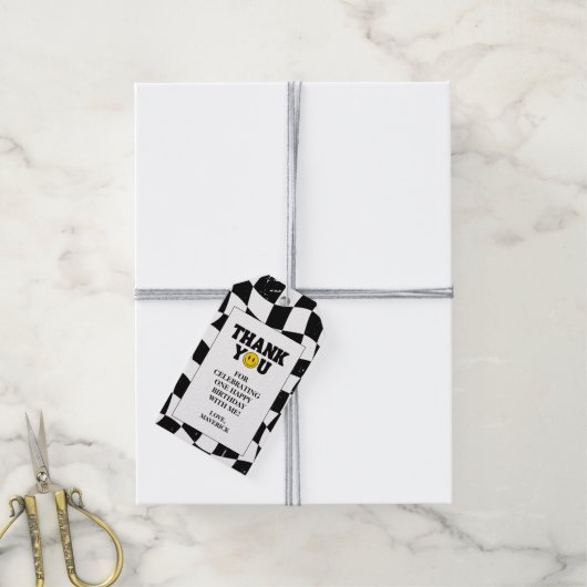 One Happy Dude Retro 1st Birthday ギフトタグ (より糸付き)