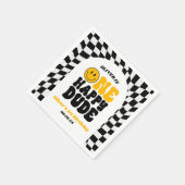 One Happy Dude Retro First 1st Birthday Party スタンダードカクテルナプキン (角)