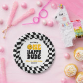 One Happy Dude Retro First 1st Birthday Party ペーパープレート (パーティー)