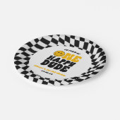 One Happy Dude Retro First 1st Birthday Party ペーパープレート (アングル)