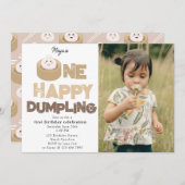 One Happy Dumpling Invite 1st First Birthday Photo 招待状 (正面/裏面)