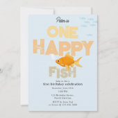 One Happy Fish Invite 1st Boy Girl Birthday 招待状 (正面)