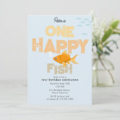 One Happy Fish Invite 1st Boy Girl Birthday 招待状 (スタンド正面)