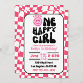 One Happy Girl誕生日パーティーの招待状 招待状 (正面/裏面)