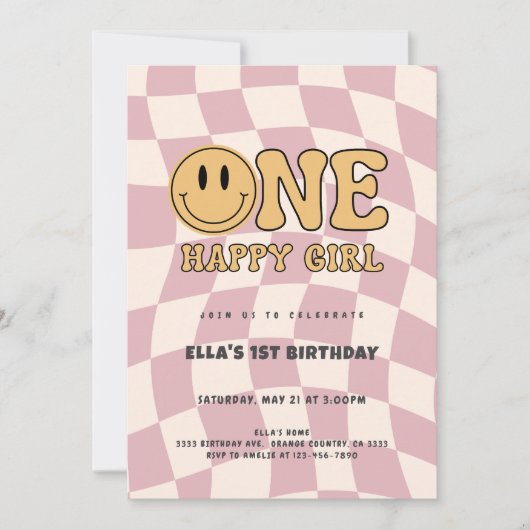 ONE HAPPY GIRL BIRTHDAY INVITATION  招待状 (正面)