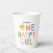 One Happy Girl Birthday Invite 1st Birthday Sun 紙コップ (裏面)