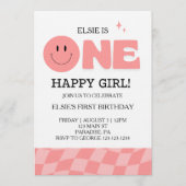 One Happy Girl First Birthday Invitation 招待状 (正面)