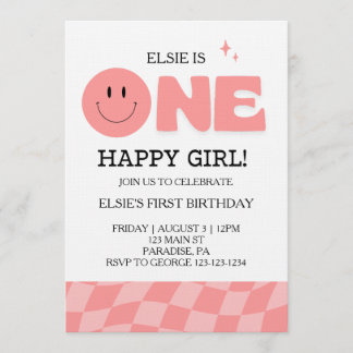 One Happy Girl First Birthday Invitation 招待状