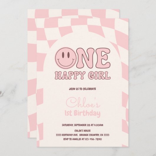 One Happy Girl Invitation 招待状 (正面/裏面)