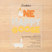 One Happy Goose Invite 1st  First Birthday Cute アクリル招待状 (正面)