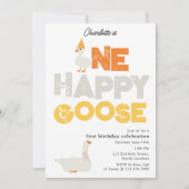 One Happy Goose Invite 1st  First Birthday Cute 招待状 (正面)