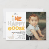 One Happy Goose Invite 1st  First Birthday Photo 招待状 (正面)