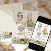 One Happy Hunter Easter Themed First Birthday 招待状