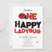One Happy Ladybug Invite 1st First Birthday Cute 招待状 (正面)
