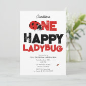One Happy Ladybug Invite 1st First Birthday Cute 招待状 (スタンド正面)