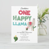 One Happy Llama Invite 1st Girl Birthday 招待状 (スタンド正面)