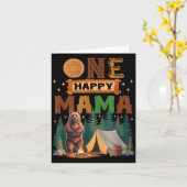One Happy Mama Camper 1st Birthday Camng Bear  カード (黄色い花)