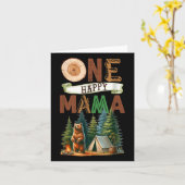 One Happy Mama Camper First Birthday Camping Bear カード (黄色い花)