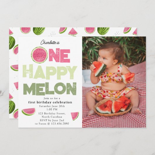 One Happy Melon 1st Summer Birthday Photo 招待状 (正面/裏面)