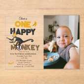 One Happy Monkey Cute 1st First Birthday Photo アクリル招待状 (正面)