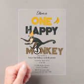 One Happy Monkey Cute Invite 1st First Birthday アクリル招待状 (インサイチュ (ポータブル))