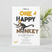 One Happy Monkey Cute Invite 1st First Birthday 招待状 (スタンド正面)