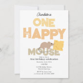 One Happy Mouse Invite 1st Cute Birthday 招待状 (正面)